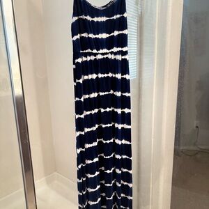 Lily Rose Blue and White Spaghetti Strap Maxi Sundress
